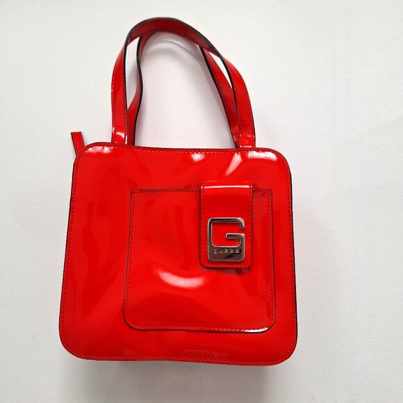 Guess Handbags - Guess Patent Red Square Mini Hand Bag